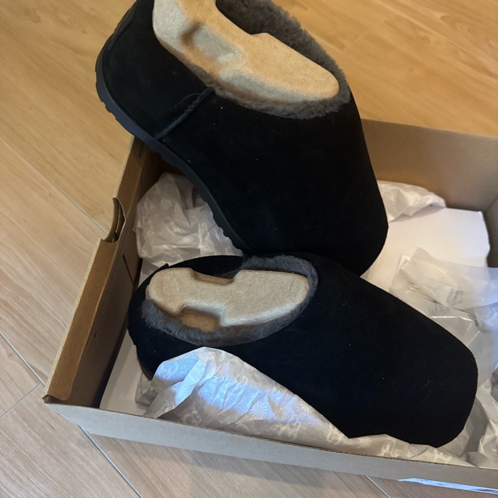 Women's Black Suede Slippers